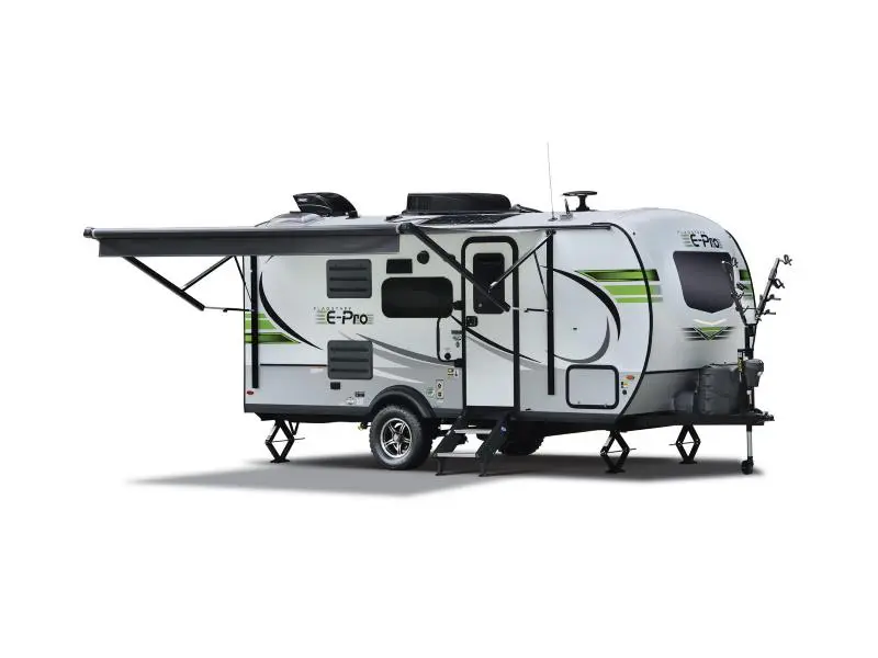 Small RV with outdoor awning setup