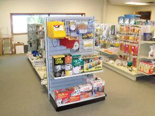 Store display with various household items